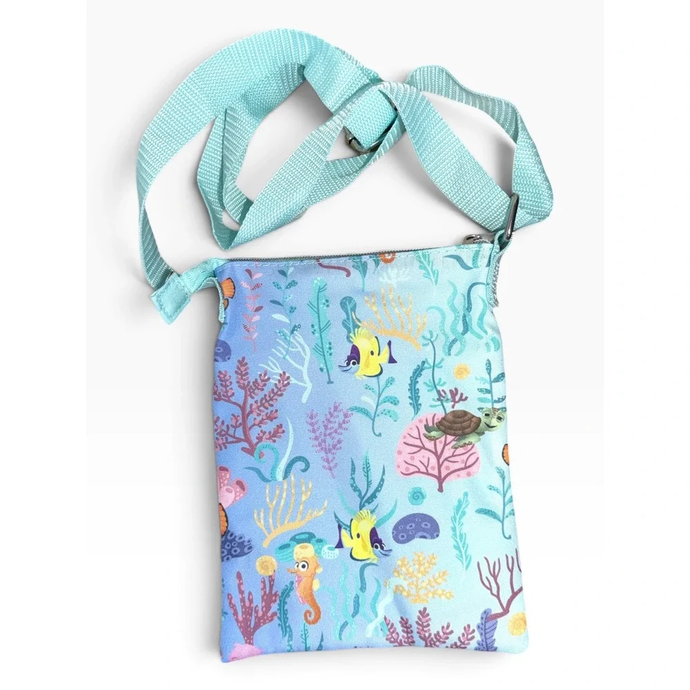 Loungefly Pixar Finding Nemo Crossbody Bag Aqua Blue Canvas Passport Purse